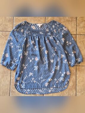 Lauren Conrad 3/4 Sleeve Floral Blouse- Size Medium- Excellent Used Condition